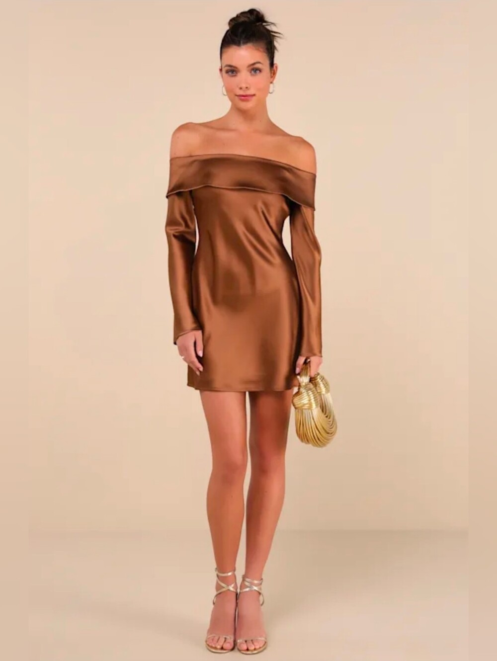 Lulu's Satin Midi Skirt in Bronze